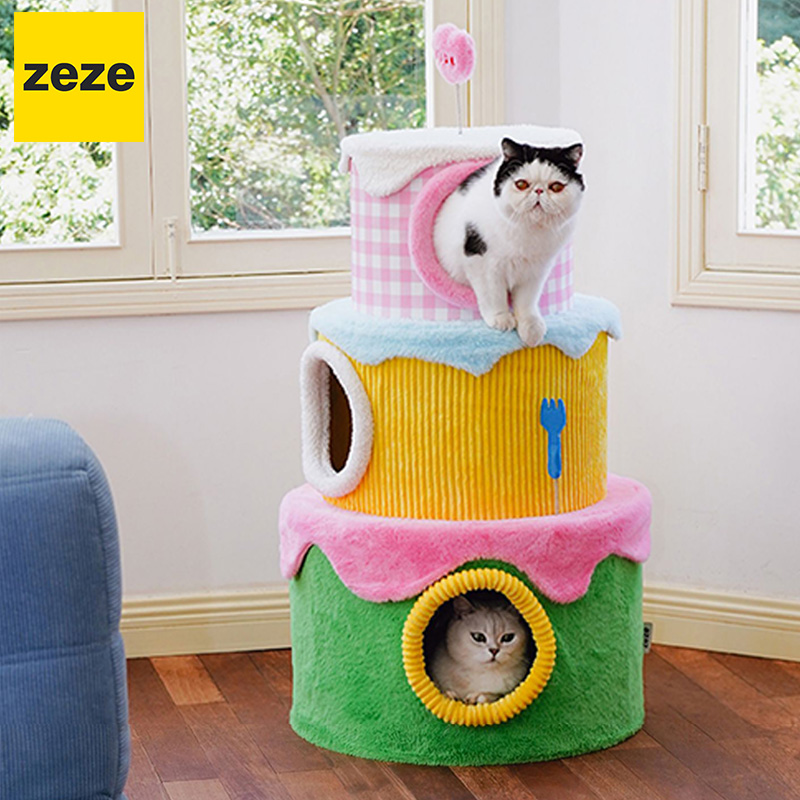 ペット用品 zeze 猫 キャットタワー インテリア 据え置き おしゃれ カラフル かわいい ケーキ FESTIVAL Cream Cake Cat Frame Petifam
